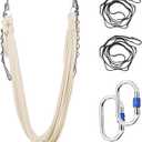 5.5 Yards Aerial Silks Yoga Swing Set - Aerial Yoga Hammock Kit Anti-Gravity Flying for Fitness, Low/Non Stretch Nylon Tricot Fabric Hardware Included for Dance (CHAMPAGNE)