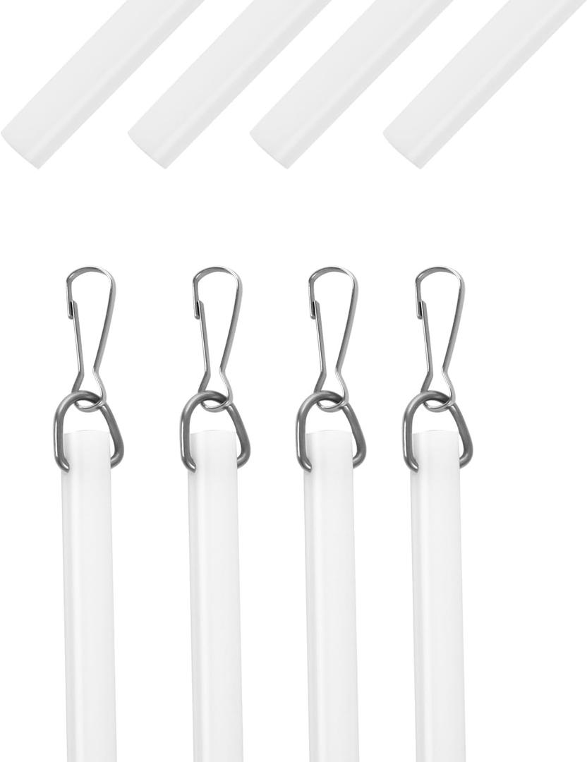 24 inch Curtain Pull Wand, White Curtain Pull Rod with Hook, Drapery Pull Wand for Easier Opening and Back - 4 Pack