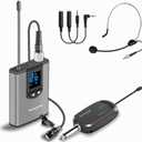 Alvoxcon Wireless Headset Lavalier Microphone System Wireless Lapel Mic Best for iPhone, DSLR Camera, PA Speaker, YouTube, Podcast, Video Recording, Conference, Vlogging, Church, Interview, Teaching (Gray)