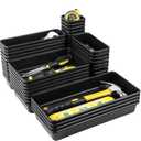 60PCS Tool Box Organizer Tray Divider, More Large Sizes-5 Sizes Desk Drawer Organizers Garage Tool Organizer and Storage, Black Plastic Tray Organizer Bins for Home Office Supplies and Tools
