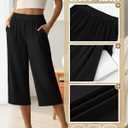 Neer 4 Pack Women's Capri Pants Wide Leg Capris Yoga Sweatpants Lounge Loose Fit High Waist Workout Cropped Pants with Pocket (Pink), XL
