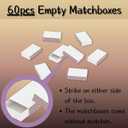 LONGIM 60pcs Blank Matches Boxes for DIY Craft, 2.28x1.41x0.59in White Small Storage Container Bulk Matchboxes Double-Sided Honeycomb Strikers Wedding & Birthday Party Favor Supplies, Empty Matchboxes