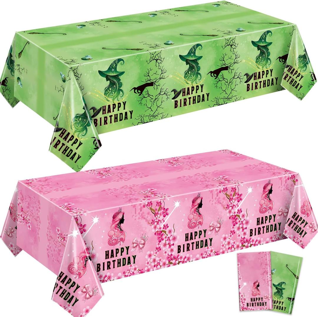 Large 108" X 54" Movie Happy Birthday Decorations Tablecloth, Happy Birthday Table Cover for Big Fans, Pink and Green Popular Party Supplies Table Cloth for Home