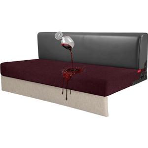 Waterproof RV Dinette Cushion Covers - Stretch Fabric Camper Seat Slipcover Replacement, Washable RV Couch Cover Designed for Camper Car Bench (Sofa 1 Bench Cover, Burgundy)