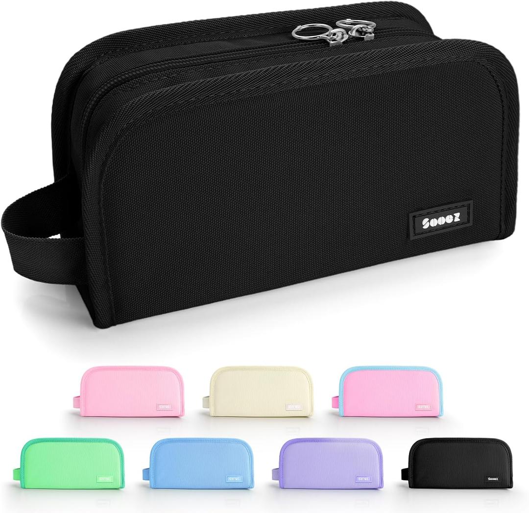 Sooez Wide Opening Pencil Case, Large Capacity Pencil Pouch Organizer Aesthetic Pencil Bag for School Supplies Stationery, Marker Pouch Makeup Bag Organizer