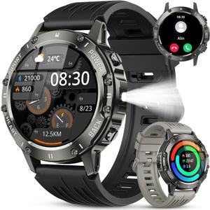 Smart Watch for Men Fitness Tracker: Military Make Answer Call Running Digital Mens Watches Waterproof Smartwatch Android Phone iPhone Samsung Compatible Sleep SpO2 Heart Rate Monitor Step Pedometer (Black)