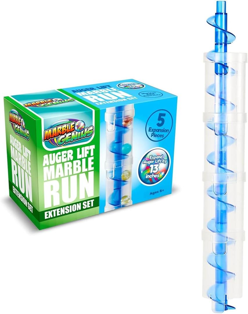 Marble Genius Auger Lift Extension, Marble Run Auger Accessory Set Adds 13 Inches to Lifts for Additional Marbles Racing Fun, Motor & Batteries Not Included, for Ages 5 and Above, Blue