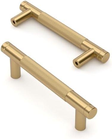 Asidrama 10 Pack 3.75 Inch(96mm) Champagne Bronze Cabinet Pulls Knurled Cabinet Handles Cupboard Handles Kitchen Cabinet Hardware for Cupboard Drawer Pulls
