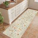 DUKINO 2x10 Rug for Hallway, Washable Kitchen Runner Rug with Non Slip Backing, Soft Low Pile Vintage Animal Runner for Bedroom, Kitchen, Hallway, Entryway, Laundry, White