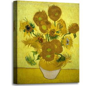 msspart Sunflowers by Vincent Van Gogh Canvas Wall Art Flower Vase Painting Giclee Print Floral Picture for Home Decor 16"x24"
