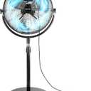 BEESTAR 18 Inch Heavy Duty High Velocity Pedestal Fan,Industrial Standing Fan with Adjustable Height and Tilt,3-Speed,Metal for Industrial, Commercial, Residential, Greenhouse,Black