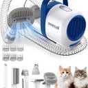 oneisall Cat Grooming Vacuum, Quiet Pet Vacuum Grooming Kit with Brush & Clippers for Hair Shedding Trimming, 6 in 1 Cat Vacuum Groomer for Pet Hair Grooming, White