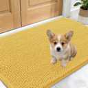 OLANLY Dog Door Mat for Muddy Paws 30x17, Absorbs Moisture and Dirt, Absorbent Non-Slip Washable Doormat, Quick Dry Chenille Mud Mat for Dogs, Entry Indoor Entryway Carpet for Inside Floor, Yellow
