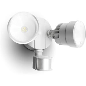 LUTEC P6221W-PIR24 2000 Lumen 18 Watt 26 LED Motion Activated Integrated Dual-Head Flood Light Outdoor, IP54 Waterproof Exterior Security Floodlight for Patio, Garden, Yard, Warehouse-White