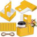 30 Set Back to School Ruler 2 Cup Drink Carrier with Greeting Card Teacher Appreciation Gifts Ribbon Disposable Cup Holders with Handle for First Day of School Party Favors Gift