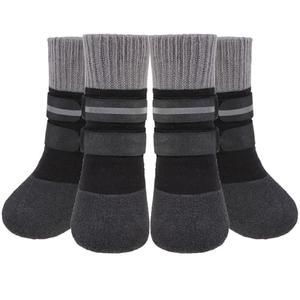 KOOLTAIL Anti Slip Winter Dog Socks to Prevent Licking Paws, Waterproof Snow Rain Long Dog Boots&Paw Protector, Warm Grippy Booties Reflective Double Straps for Hardwood Floor, Small Medium Large Dogs, S