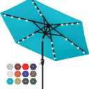 ABCCANOPY Durable Solar Led Patio Umbrellas with 24LED Lights 7.5FT (Turquoise)
