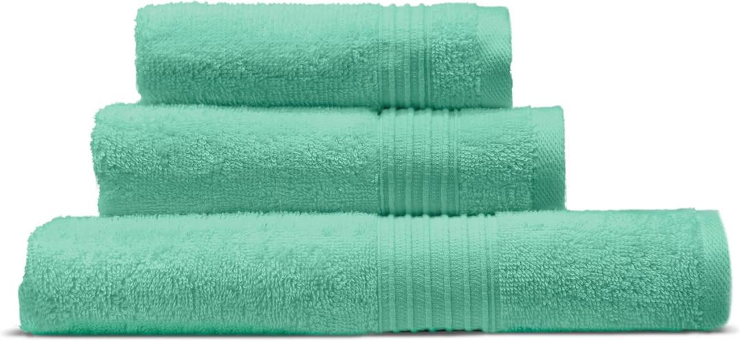 Cosy House Collection 3-Piece Essential Cotton Bath Towel Set - Ultra Soft, Absorbent & Quick Drying - Luxury 100% Cotton Plush Towel - for Bathroom, Shower & Kitchen (Turquoise)