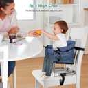 Booster Seat for Dining Table, 3-in-1 Portable Toddler Booster Chair with Safety Buckle, Height Adjustable & Foldable Baby Feeding Seat, Travel High Chair with Storage Pocket - Navy Blue