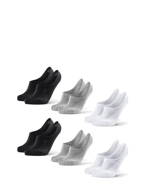DANISH ENDURANCE 6 Pack No Show Socks, Non Slip, Invisible, Sneaker, Men & Women, Multicolor (Beige, Black, White), Medium