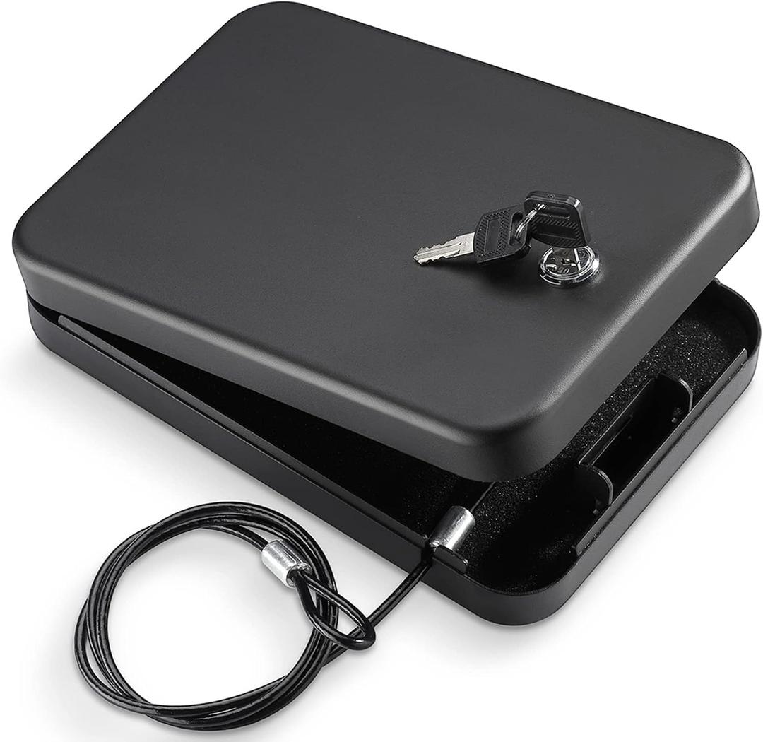 Pistol Safe, Portable Travel Gun Safe,Handgun Lock Box, Gun Safes for Cars, Black
