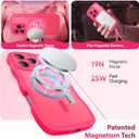 3 in 1 Magnetic for iPhone 16 Pro Max Case, 1X Screen Protector+1X Wrist Strap, Cute Wavy [Full Camera Protection][Fit for MagSafe], Trendy Matte Women Girls Case for iPhone 16 Pro Max 6.9", Hot Pink