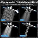 Veken High Pressure Rain Shower Head with Multi-Functions, Square Rainfall Shower Heads with 5-Mode Handheld Spray Combo, Detachable Hand Held Showerhead with Hose, Double Regaderas Para, Chrome