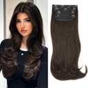 FREEMEIGE Clip in Hair Extensions for Women 20 Inch Straight Layered Hair Extensions Clip ins Brown Long Wavy Synthetic Hair Extension