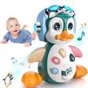MOONTOY Musical Penguin Crawly Baby Toys 0-3-6 6-12 Month, Infant Light Up Tummy Time Dancing Moving Walking Crawling Toys, Baby Easter Basket Stuffers Gifts 3 4 5 6 7 8 9 10 Month 1 Year Old Boy Girl