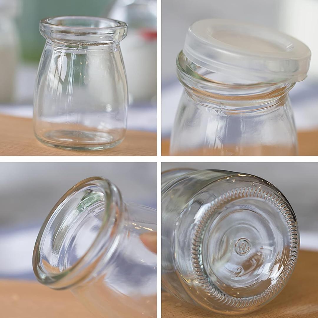 Thymart 5.3oz / 7 OZ Mini Glass Jar with Lid for Pudding, Yogurt, Caviar, Herb, Jelly, Jams, Honey, Spices - Dishwaresafe - Pack of 4 
