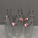 Otis Classic Swing Top Glass Bottles - Set of 6, 16oz w/Marker & Labels - Clear Bottle with Caps for Juice, Water, Kombucha, Wine, Beer Brewing, Kefir Milk or Eggnog