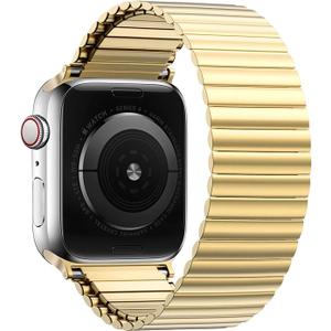 Youther Stainless Steel Stretchable Band Compatible with Apple Watch Band 38mm 40mm 41mm 42mm 44mm 45mm 46mm 49mm, Metal Stainless Steel Loop Replacement Strap for iWatch Series 10 9 8 7 6 5 4 3 2 1 (Silver)