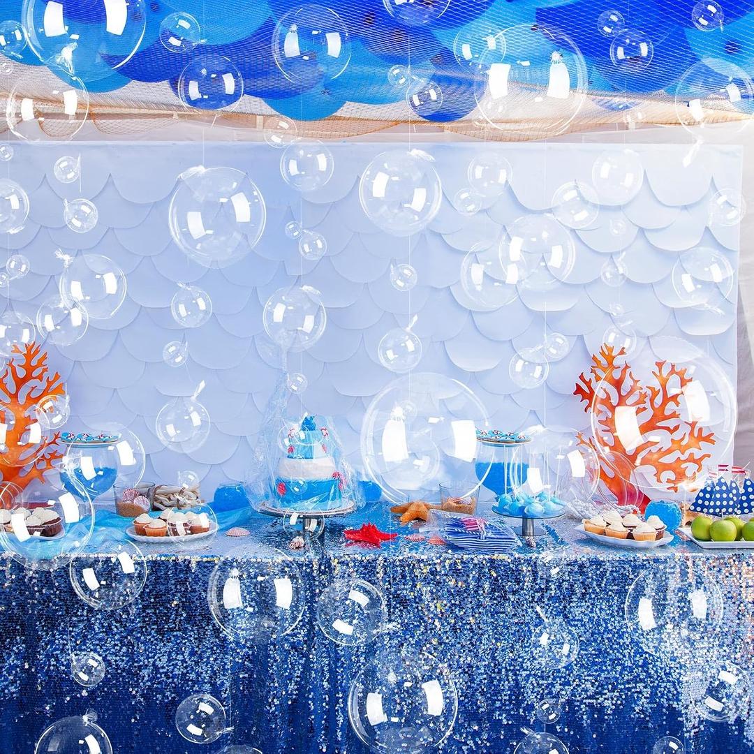 Soulchen 150 Pcs Under The Sea Party Decorations Clear Bubble Garlands Mermaid Birthday BoBo Balloon Decoration Mermaid Birthday Decor for Summer Beach Ocean Party Supplies, 2 Sizes (5" and 8")