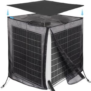 Joiish Air Conditioner Covers for Outside, Full Mesh With Detachable Waterproof Top, Breathable & All Seasons, 28 x 28 x 32 Inch Central AC Unit Protector Against Leaves, Weeds, Cottonwood and Debris