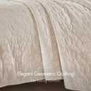 Madison Park Harper Quilt Set Velvet Casual Geometric Stitching Design All Season, Lightweight Coverlet, Cozy Bedding, Matching Shams, King/Cal King(104"x94"), Ivory 3 Piece