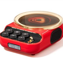 4 in 1 Retro Portable CD Players with Bluetooth Speakers, FM Radio, Night Light, LCD Display, 4000 mAh Battery, Vintage Radio Built in Dual Speakers Supports USB/AUX/Type-C for Home (Red)