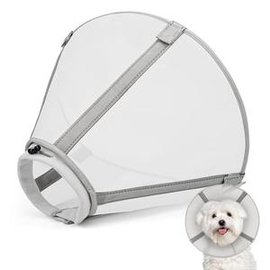 Breathable Mesh Dog Cone Collar for Surgery, Soft Elizabethan Recovery Alternative to Stop Licking,Pet Neck Collar for Breeds(Grey,6)