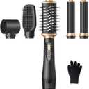 5 in 1 Blow Dryer Brush Set, 1000W Professional Hot Air Styler, Ionic Hair Dryer Brush, 3 Heat Settings, Auto Curling, Fast Drying, Ideal Hair Styling Tools Gift for Women, Black