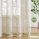 Jubilantex Leaf Lace Sheer Curtains for Bedroom 95" Long Beige Botanical Leaf Knitted Lace Curtain Panels Rod Pocket Light Filtering Drapes,52" W