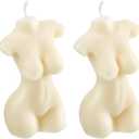 2 Pieces Female Body Shaped Soy Candle Woman Bust Candle Home Decoration for Christmas Bedroom Bathroom Aesthetic Decoration(White)