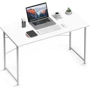 HealSmart Home Office Computer Small White Desk, Wooden Simple Design PC Desk with Headphone Hook, 47"