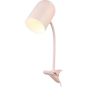 GLOBE Electric 52303 Carter 15" Clip-Arm Desk Lamp, Matte Pink, Adjustable Gooseneck Arm, in-Line On Off Switch