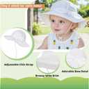 2 x Baby Girl Sun Hat 2Pack Infant Toddler Swim Wide Brim Strap Bucket Hat with UPF 50+ Adjustable (White)
