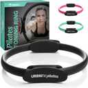 URBNFit Pilates Ring - 12" Magic Circle w/Dual Grip, Foam Pads for Inner Thigh Workout, Toning, Fitness & Pelvic Floor Exercise - Yoga Rings w/Bonus Exercise Guide (Black)