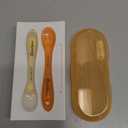 Silicone Baby Spoons 2-Pack with Case, New Born Self Feeding Toddler Spoon, Baby Led Weaning Supplies, Toddler Utensils with Safety Chain, Baby Eating Essentials, Dishwasher Safe (Feeding Spoons Set 0+ Months)