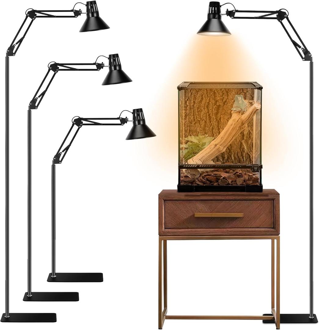 Reptile Heat lamp Reptile Light Fixture with Heat Lamp Stand,Height Range from 15.7inch to 74.3inch with 360Adjustable Swing Arm for Bearded Dragon Turtles Snake and Chicks