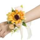 Ling's  Moment 2pcs Prom Wrist/Shoulder Corsage Artificial Flower, Girl/Mother Homecoming/Wedding Corsage Wristlet Dcor, etc. Sunflower Yellow
