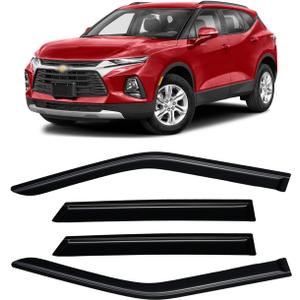 Rain Guards for 2019-2026 Chevy Blazer, Out-Channel Window Visor Shields Vent Deflector Shade Wind Dark Smoke 2020 22021 2022 2023 2024 2025 19 20 21 22 23 24 25 26, Tape-On Outside-Mount, 4PCS