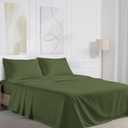 RUVANTI 100% Cotton Sheets Queen Size Percale Bedding, Cooling & Breathable, Durable with a Crisp, Soft & Comfortable Feel, 16" Deep Pocket, 4-Piece Set, Chive