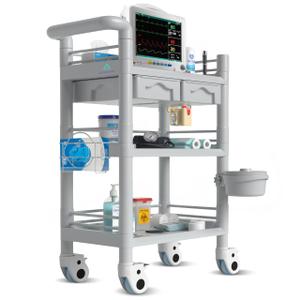 Averian 3 Tier ABS Medical Cart Stunning Grey | Rolling Esthetician 330lb Capacity Trolley with Lockable Casters | Supply Mobile Station for Clinics, Labs, Dental & Beauty Spas